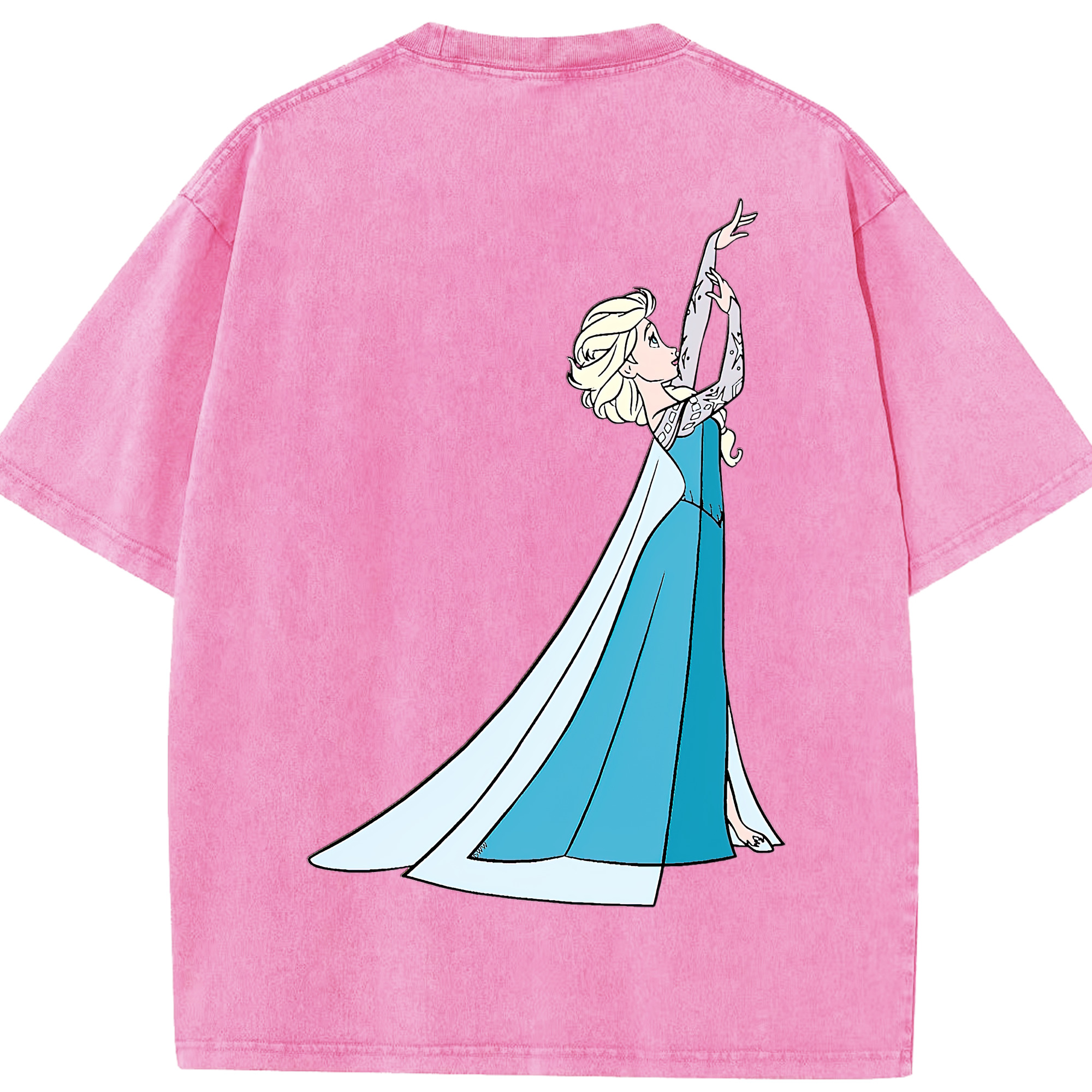 （画像用） アナと雪の女王 アンナ エルサ Frozen Anna Elsa 綿100% ヴィンテージ風 半袖Tシャツ（背面プリント）